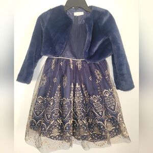 Rare Editions Navy and Gold Formal Dress